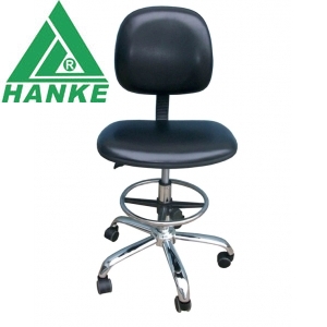 Anti-static PU leather chair with foot rest ring
